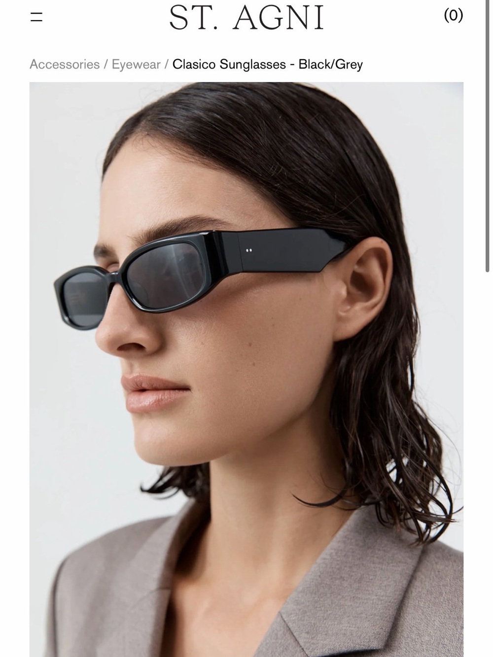St. Agni Classico Black Rectangular Sunglasses with Dark Lenses